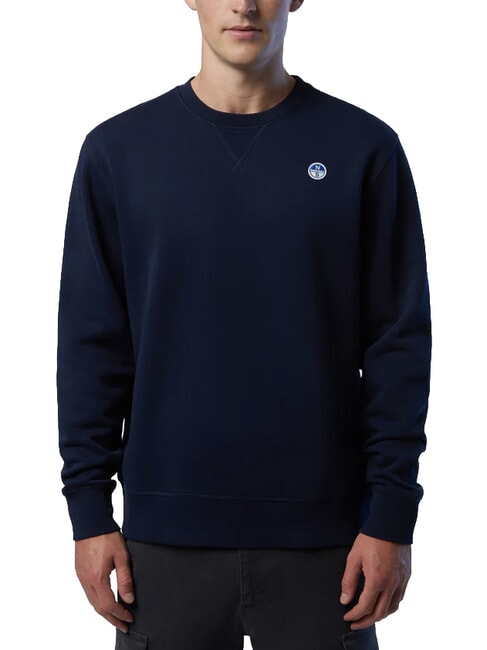 ROUND LOGO Sweat-shirt ras du cou en coton bleu marine - Pulls molletonn&eacute;s