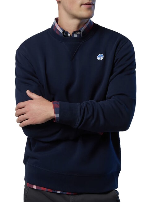 ROUND LOGO Sweat-shirt ras du cou en coton bleu marine - Pulls molletonn&eacute;s