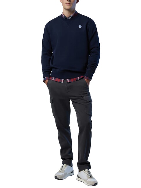 ROUND LOGO Sweat-shirt ras du cou en coton bleu marine - Pulls molletonn&eacute;s