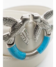 PINKO LOVE BERRY ceinture en cuir nuage blanc mat argent - Ceintures - 3