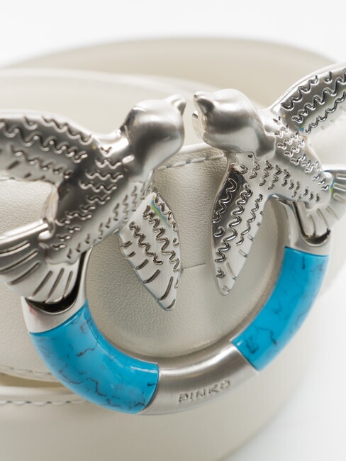 LOVE BERRY ceinture en cuir nuage blanc mat argent - Ceintures