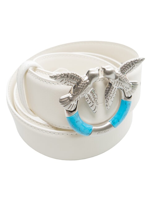 LOVE BERRY ceinture en cuir nuage blanc mat argent - Ceintures