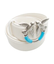 PINKO LOVE BERRY ceinture en cuir nuage blanc mat argent - Ceintures - 4