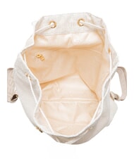 BORBONESE BORBONAIS Sac &agrave; dos moyen en tissu coton blanc - Sacs pour Femme - 5