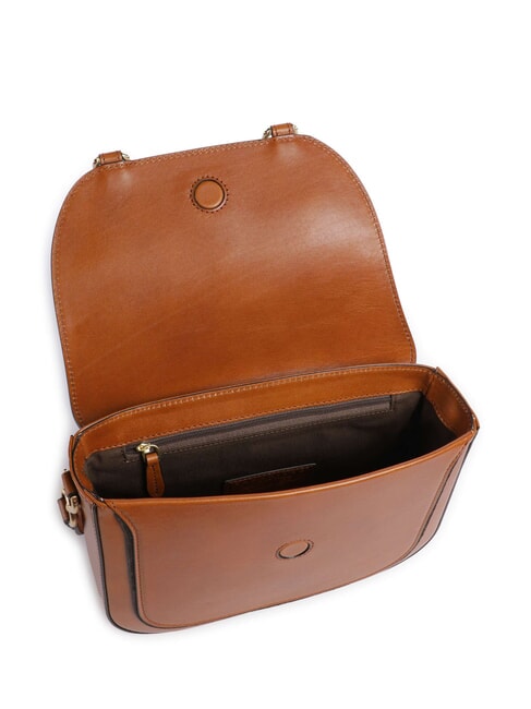 LUCE Mini sac bandouli&egrave;re en cuir Cognac / or - Sacs pour Femme