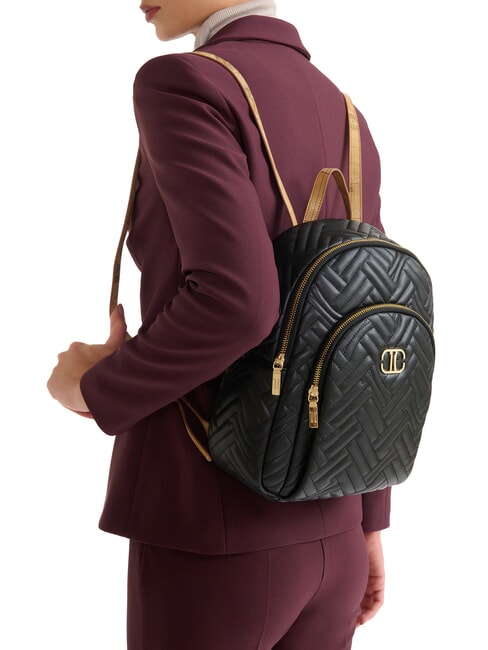 MATELASSE Sac &agrave; dos en tissu effet nappa Noir - Sacs pour Femme