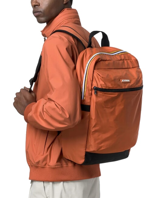LAON Sac &agrave; dos en nylon brun orang&eacute; - Sacs &agrave; dos pour l'&Eacute;cole & les Loisirs