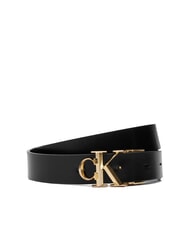 CALVIN KLEIN CK HARDWARE Ceinture r&eacute;versible en cuir noir / or clair antique - Ceintures - 2