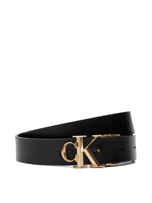 CK HARDWARE Ceinture r&eacute;versible en cuir noir / or clair antique - Ceintures