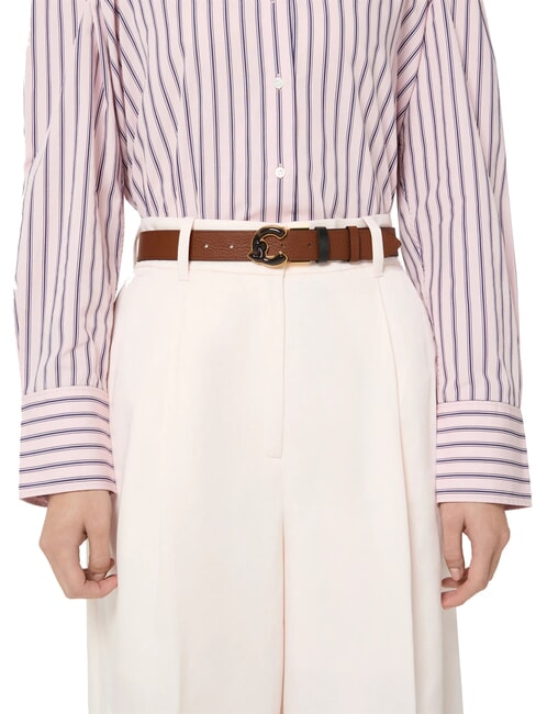 C-ME MARBLE  ceinture en cuir noir/cognac - Ceintures