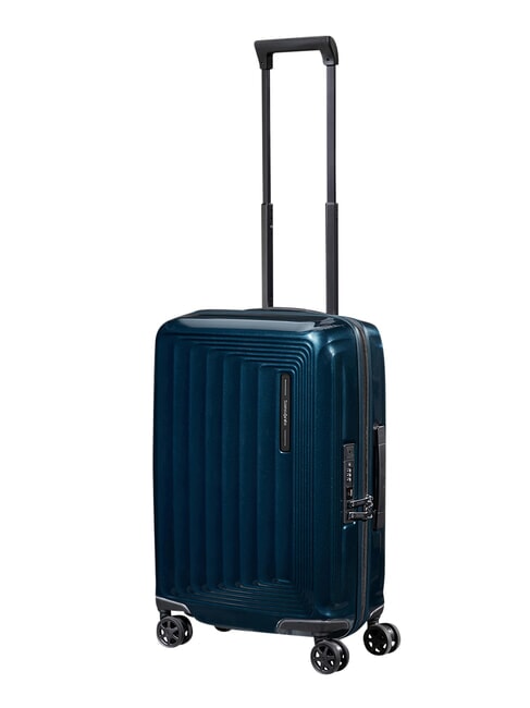NUON Valise &agrave; roulettes extensible pour bagages &agrave; main bleu fonc&eacute; m&eacute;tallique - Valises cabine