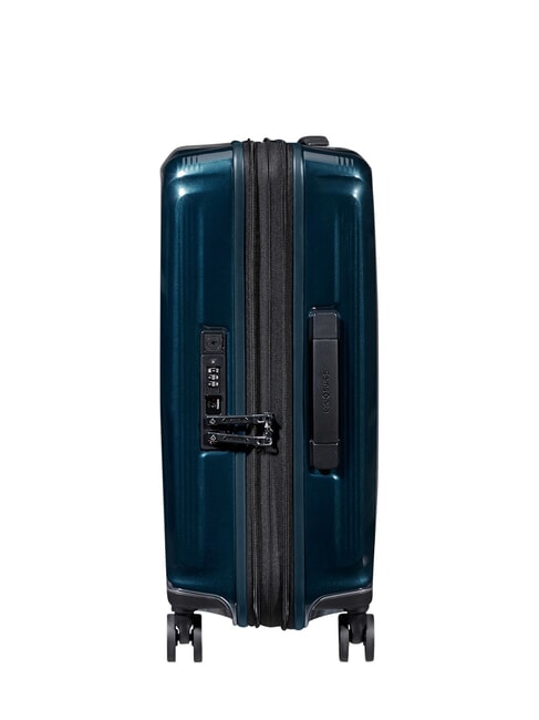 NUON Valise &agrave; roulettes extensible pour bagages &agrave; main bleu fonc&eacute; m&eacute;tallique - Valises cabine