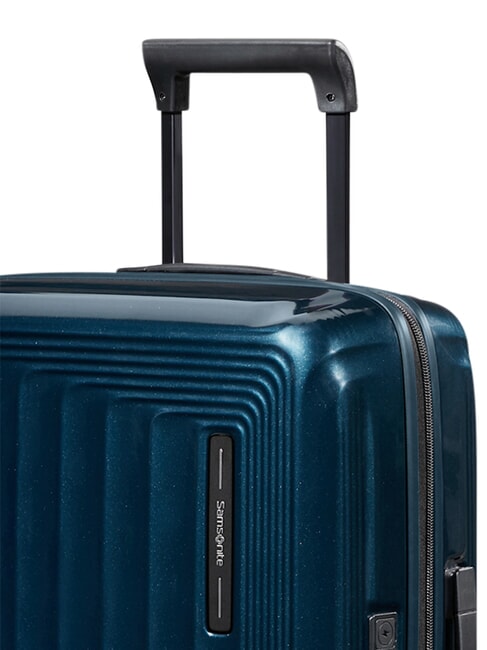 NUON Valise &agrave; roulettes extensible pour bagages &agrave; main bleu fonc&eacute; m&eacute;tallique - Valises cabine