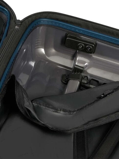 NUON Valise &agrave; roulettes extensible pour bagages &agrave; main bleu fonc&eacute; m&eacute;tallique - Valises cabine