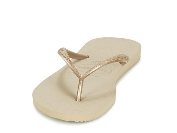 Tongs HAVAINAS SLIM SABLE GRIS / LIGHT GOLDEN - Chaussures Femme