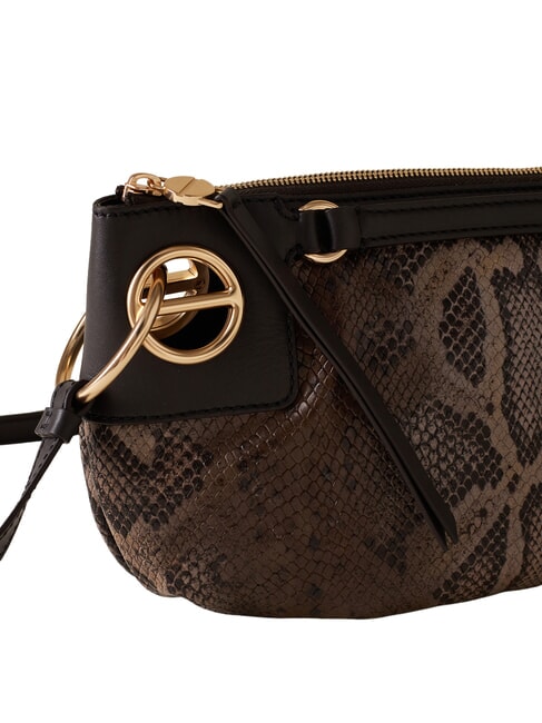 LONDON sac en cuir imprim&eacute; python brun/&eacute;b&egrave;ne - Sacs pour Femme