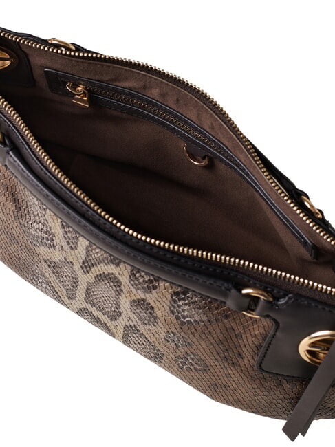 LONDON sac en cuir imprim&eacute; python brun/&eacute;b&egrave;ne - Sacs pour Femme