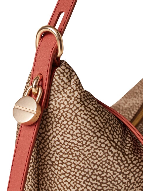 PRIVE Sac bandouli&egrave;re Hobo papaye beige/rouge - Sacs pour Femme