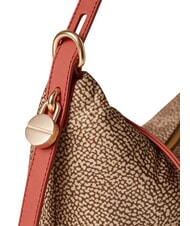BORBONESE PRIVE Sac bandouli&egrave;re Hobo papaye beige/rouge - Sacs pour Femme - 5