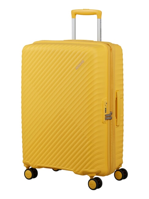DIABLAST Valise trolley moyenne, extensible, avec serrure TSA jaune num&eacute;rique - Valises Rigides