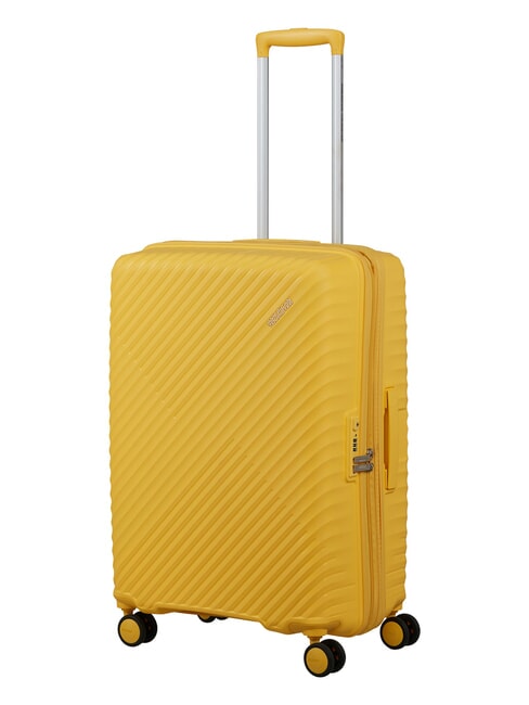 DIABLAST Valise trolley moyenne, extensible, avec serrure TSA jaune num&eacute;rique - Valises Rigides