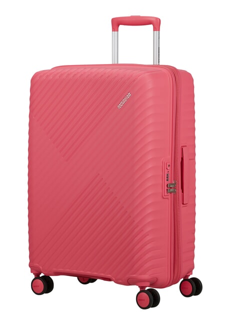 DIABLAST Valise trolley moyenne, extensible, avec serrure TSA bug rose - Valises Rigides