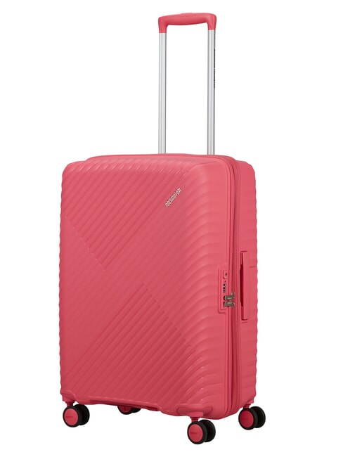 DIABLAST Valise trolley moyenne, extensible, avec serrure TSA bug rose - Valises Rigides