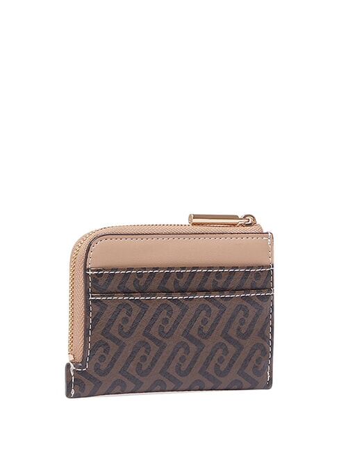 CALIWEN Porte-carte Zip brun fonc&eacute;/poudre fonc&eacute;e - Portefeuilles Femme
