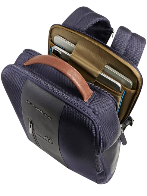 BRIEF 2 sac &agrave; dos pour ordinateur portable et support ipad en tissu recycl&eacute; bleu/cuir - Sacs &agrave; dos pour ordinateur portable