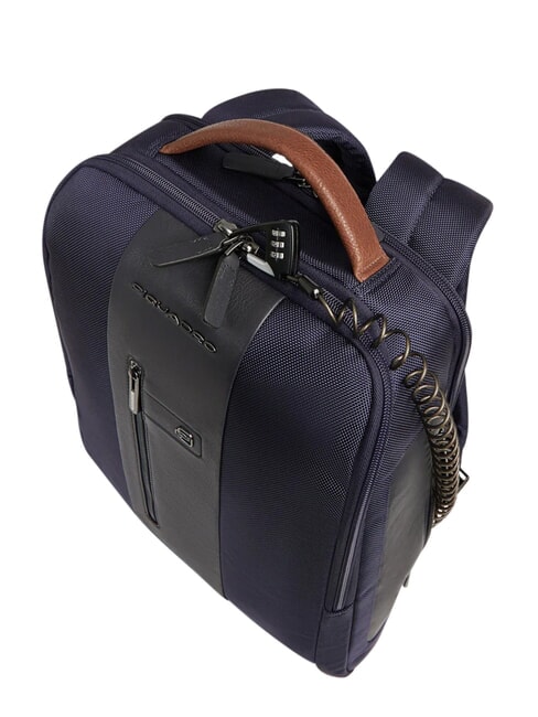 BRIEF 2 sac &agrave; dos pour ordinateur portable et support ipad en tissu recycl&eacute; bleu/cuir - Sacs &agrave; dos pour ordinateur portable