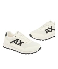 ARMANI EXCHANGE DROP MICROSUEDE Baskets avec logo contrast&eacute; blanc cass&eacute; + noir - Chaussures Homme - 6