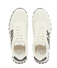 ARMANI EXCHANGE DROP MICROSUEDE Baskets avec logo contrast&eacute; blanc cass&eacute; + noir - Chaussures Homme - 5
