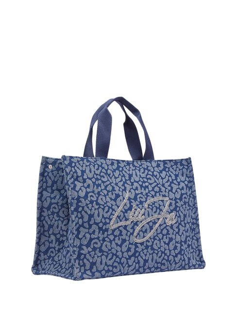 LOGO STRASS Sac &agrave; main avec bandouli&egrave;re den.blue animalier - Sacs pour Femme