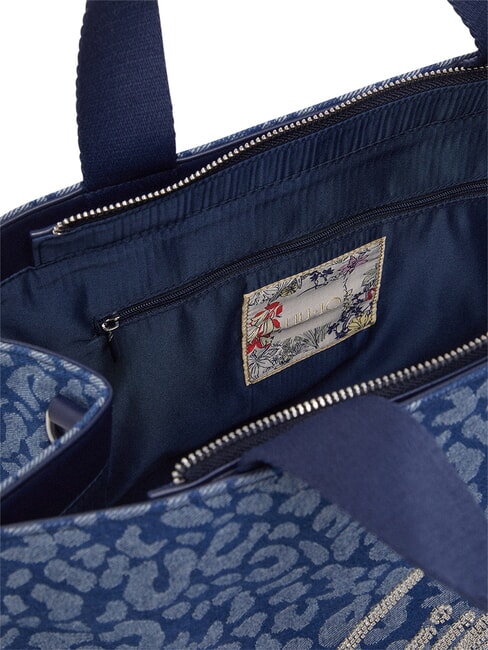 LOGO STRASS Sac &agrave; main avec bandouli&egrave;re den.blue animalier - Sacs pour Femme