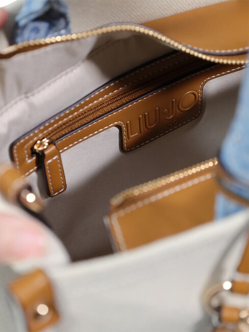 RIDHI Grand sac &agrave; main avec bandouli&egrave;re neutre/denim - Sacs pour Femme