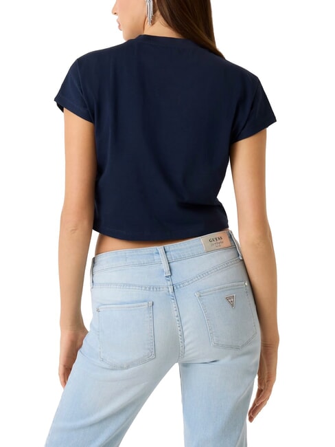 SCRIPT CROP T-shirt court bleu noirci - T-shirt