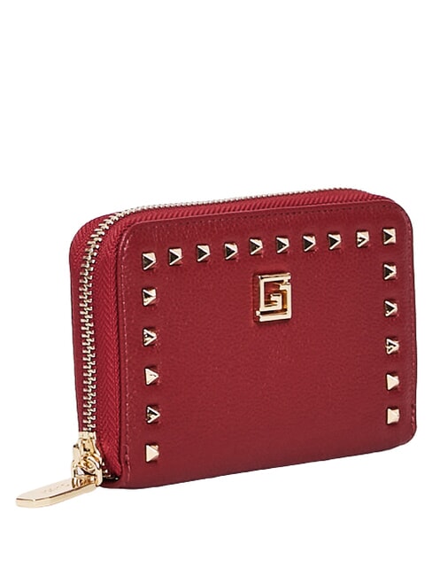 EMMA Portefeuille moyen avec clous ROUGE - Portefeuilles Femme