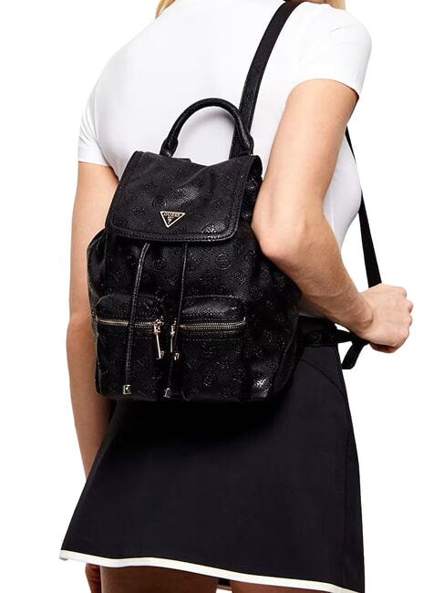 MANHATTAN 2 Sac &agrave; dos logo noir - Sacs pour Femme