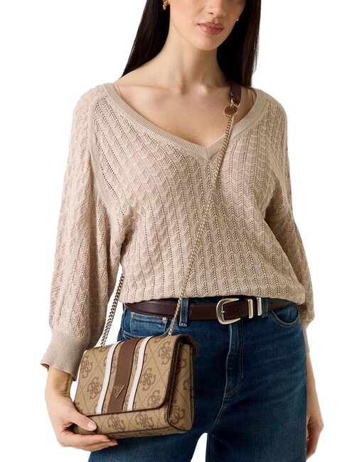 NOELLE 2 Sac bandouli&egrave;re / sac port&eacute; travers logo latte / marron - Sacs pour Femme