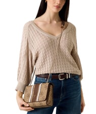 GUESS NOELLE 2 Sac bandouli&egrave;re / sac port&eacute; travers logo latte / marron - Sacs pour Femme - 2