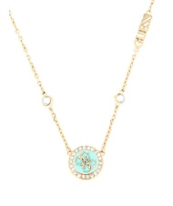 GUESS DREAMING Collier avec &eacute;tiquette logo 4G or jaune/aigue-marine - Colliers - 2