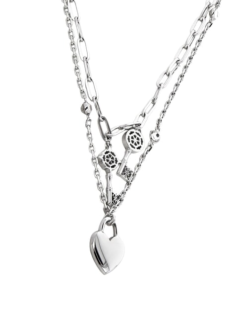 ALL YOU NEED IS LOVE Collier en argent avec pendentif c&oelig;ur et cl&eacute; ARGENT - Colliers