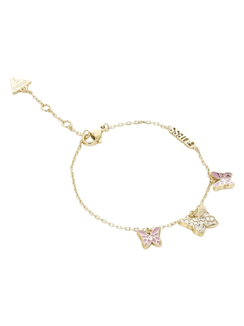 CHRYSALIS Bracelet &agrave; plusieurs breloques, motif papillon jaune dor&eacute;/rose clair - Bracelets
