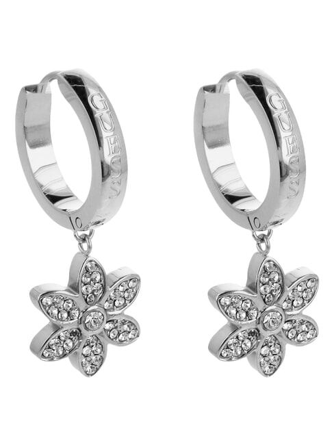 WHITE LOTUS Boucles d'oreilles cr&eacute;oles avec breloques en forme de fleurs ARGENT - Boucles d'oreilles
