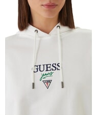 GUESS JEANS DROP BAKER CROP Sweatshirt &agrave; capuche blanc pur - Sweat-shirts pour femmes - 3