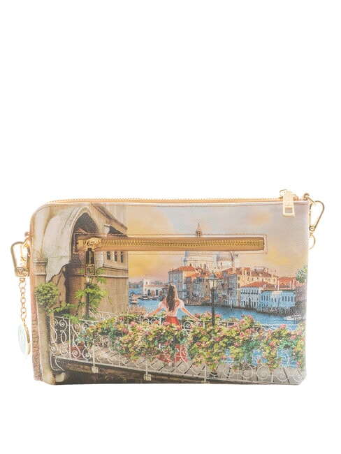 YESBAG Pochette avec bandouli&egrave;re en m&eacute;tal canal fleuri - Sacs pour Femme