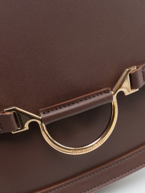 OVAL T Sac bandouli&egrave;re moyen &agrave; rabat chocolat - Sacs pour Femme