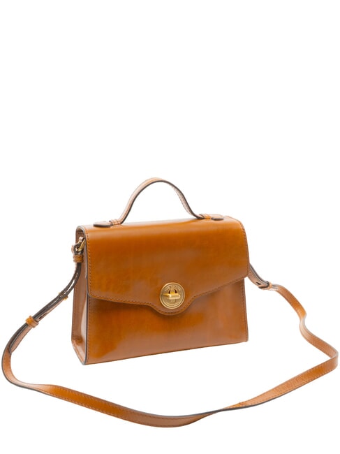 IRENE Sac bandouli&egrave;re en cuir Cognac / or - Sacs pour Femme