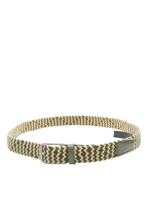 CINTURE COLL.109 ceinture &eacute;lastique tress&eacute;e VERT / BEIGE - Ceintures