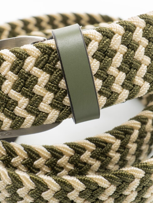 CINTURE COLL.109 ceinture &eacute;lastique tress&eacute;e VERT / BEIGE - Ceintures